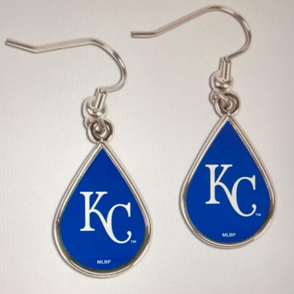 KC ROYALS Blue Teardrop Dangle Womens Earrings. NWT